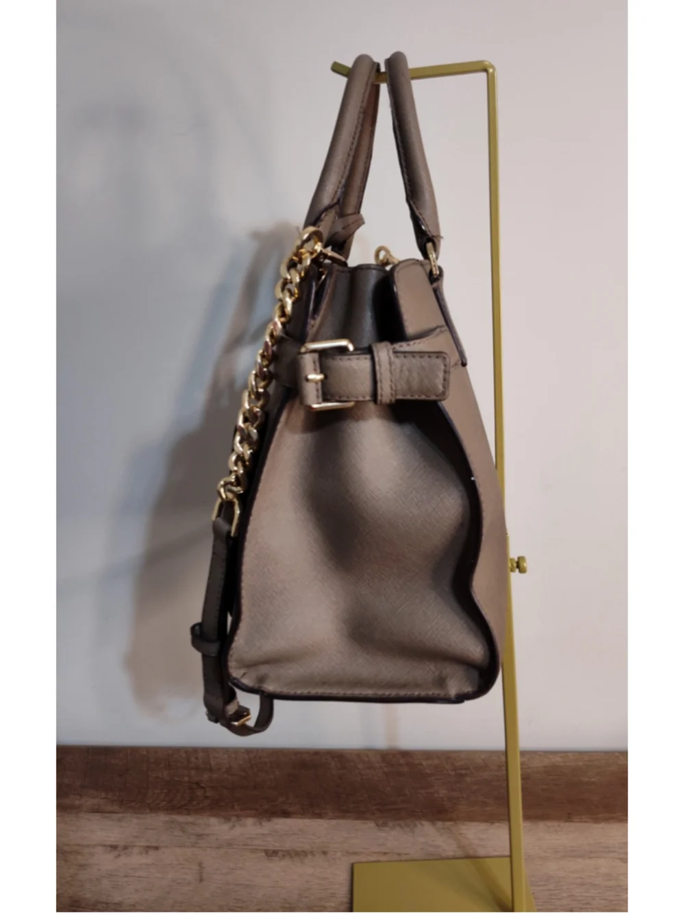 Women's Michael Kors Satchel Bag One Size Taupe Gold